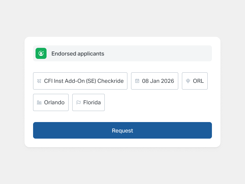 Screenshot of checkride details